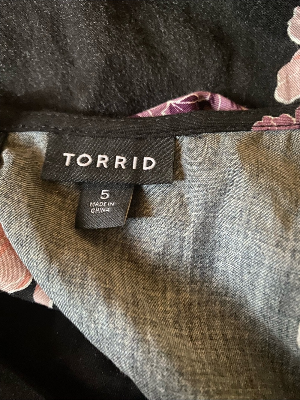 Torrid Black Jumpsuit with Pink and Purple Floral Print - Picture 2 of 5
